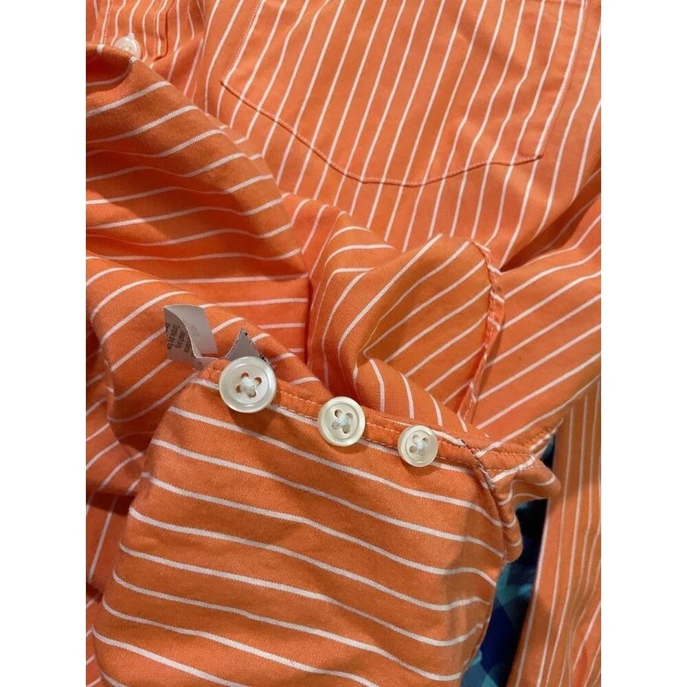 J.Crew Men's Orange Striped Button-Up Shirt